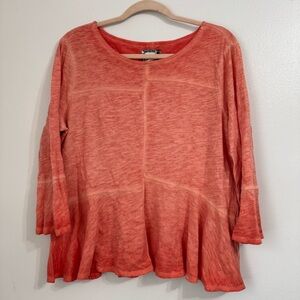 Anthro Akemi + Kin Orange Peplum Seamed Top Large